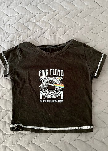Siyah Pink Floyd Baskılı Crop