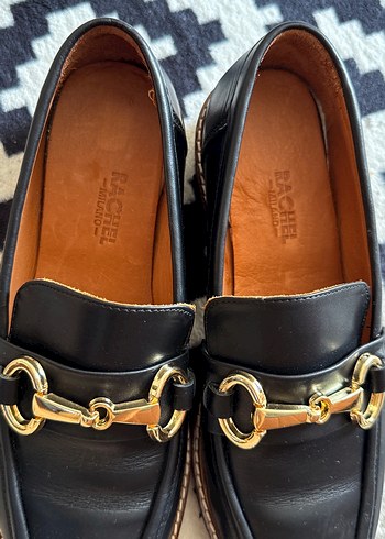 39 Beden siyah Renk Klasik Siyah Deri Tokalı Kadın Loafer
