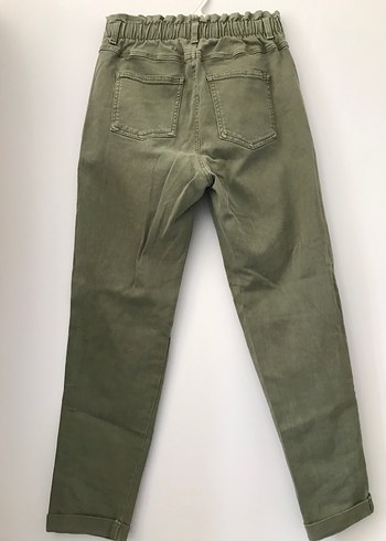 s Beden haki Renk Kadın Haki Rahat Kesim Beli Lastikli Jean