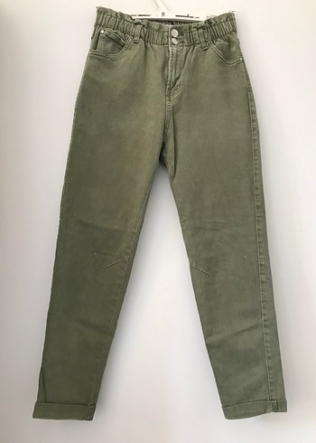 Kadın Haki Rahat Kesim Beli Lastikli Jean