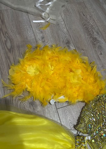 Sarı Mini Payetli Straplez Abiye Elbise - Görsel 5