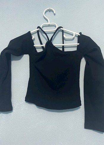 Siyah Uzun Kollu Mini Gotik Bluz