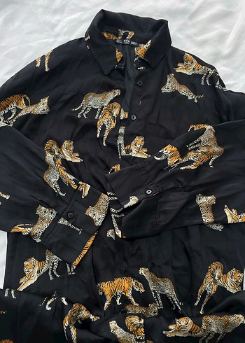 Diğer Leopar Desenli Kadın saten Gömlek