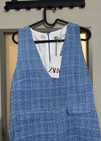 m Beden mavi Renk Mavi Örgü Detaylı Denim Kolsuz Tulum