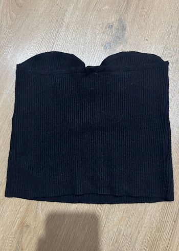 Siyah Straplez Örgü Kadın Süveter - Görsel 2