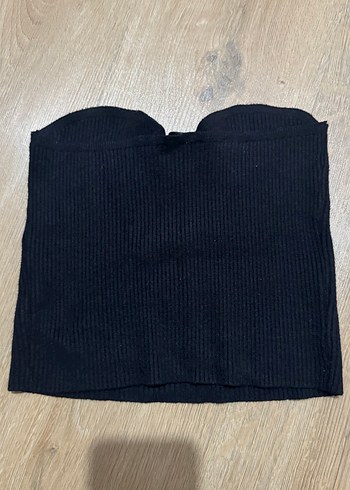 Siyah Straplez Örgü Kadın Süveter - Görsel 3