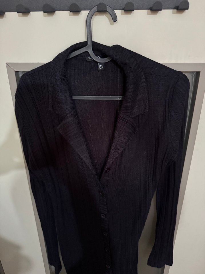 Triko mini gömlek elbise - Görsel 2