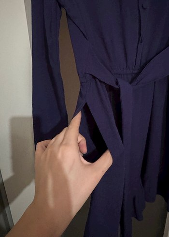 Lacivert Mini Boy Düğmeli Gömlek Elbise - Görsel 2