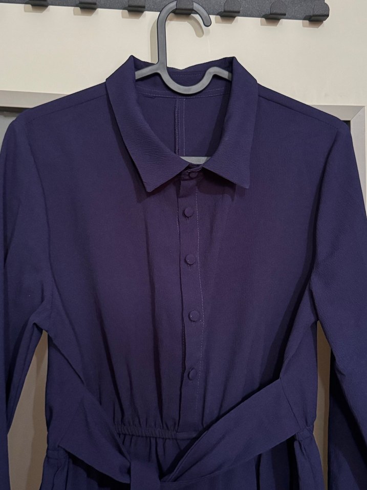 Lacivert Mini Boy Düğmeli Gömlek Elbise - Görsel 4