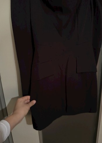 Düğmeli Siyah kare Yakalı Mini Elbise - Görsel 3