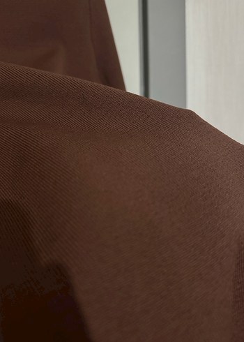 Kahverengi Uzun Kollu Dar Kesim Elbise - Görsel 3