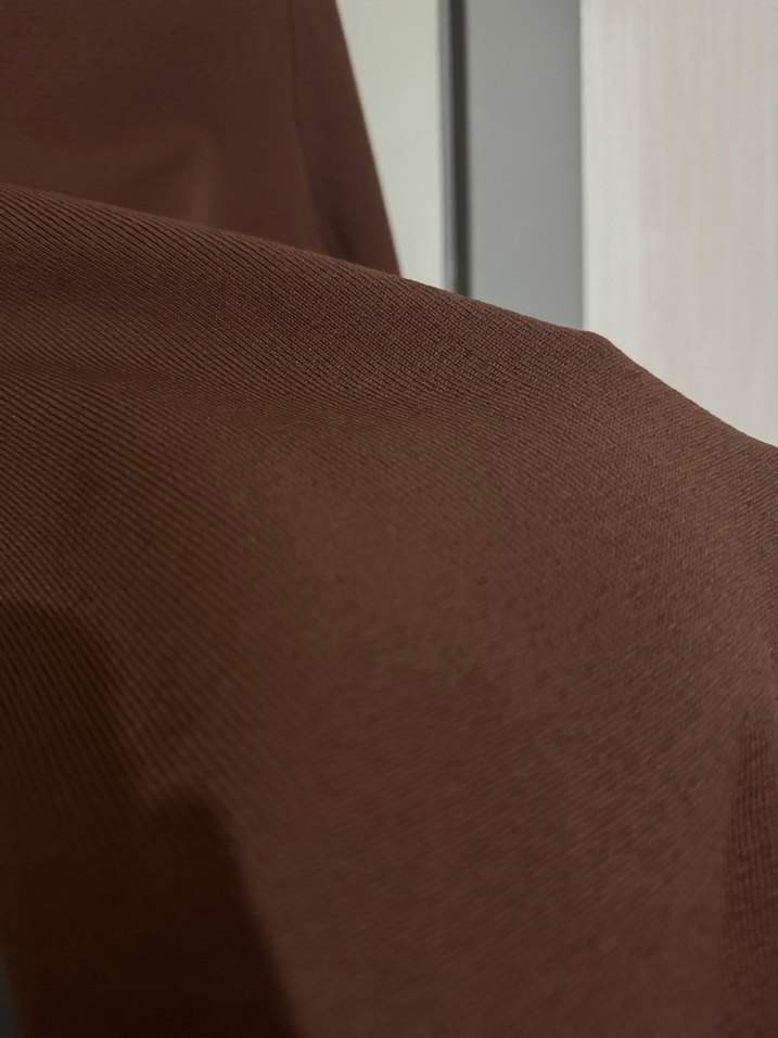 Kahverengi Uzun Kollu Dar Kesim Elbise - Görsel 3