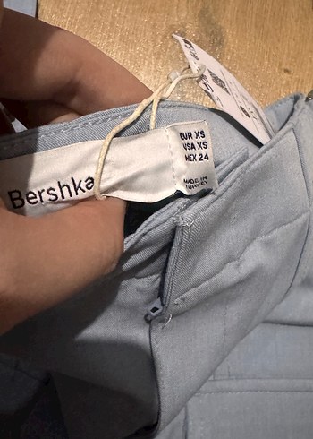 Buz mavisi Kemerli Mini Kadın Blazer Ceket etek takım - Görsel 4