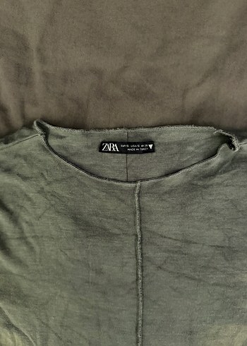 Zara Yeşil Uzun Kollu  Crop Top - Görsel 2