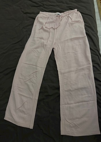 Addax Pembe Bol Kesim Keten Kadın Pantolon - Görsel 5