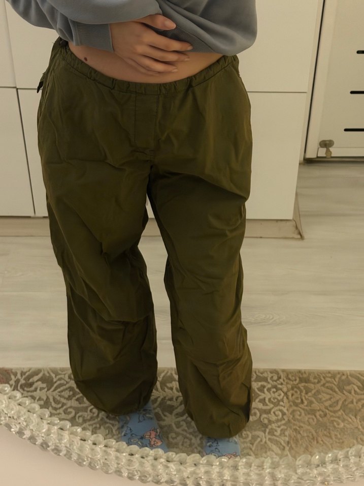 Kadın Haki paraşüt Pantolon - Görsel 2