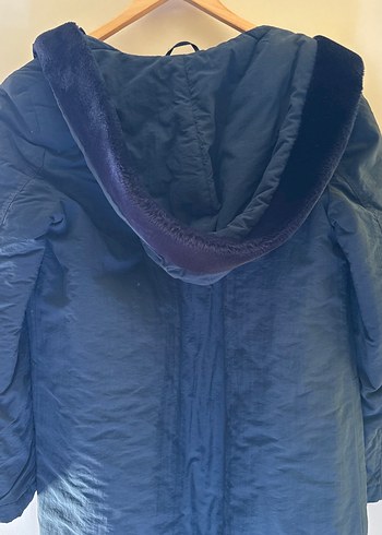 Doretti Kürklü Koyu Mavi Midi Kadın mont - Görsel 5