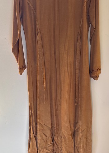 Uzun Kollu Boncuklu Nakışlı Bohem Elbise - Görsel 6