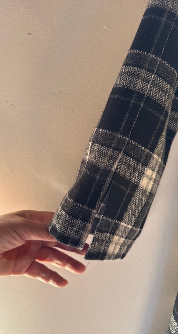 Mavi Ekose Desenli Uzun Kollu Midi Elbise - Görsel 5