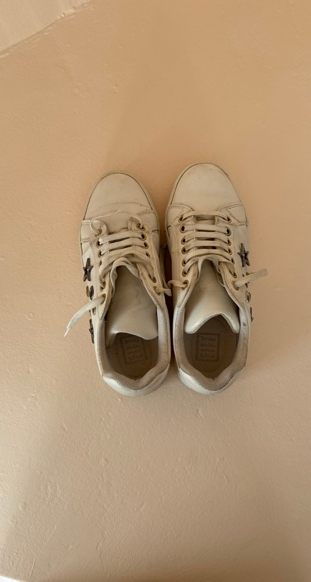 Beyaz Kadın Sneakers Stiletto - Görsel 4