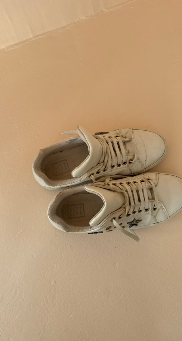 Beyaz Kadın Sneakers Stiletto - Görsel 3