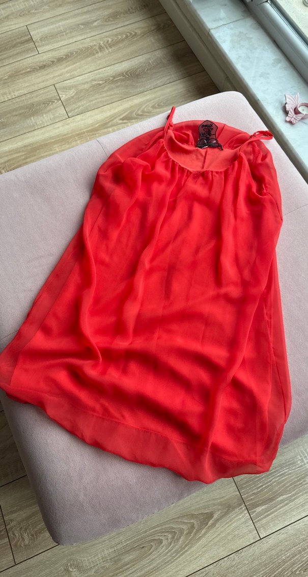 Nar çiçeği tül elbise - Görsel 2