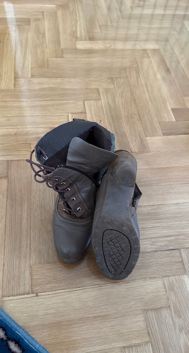 Kahverengi Deri Dolgu Topuklu Kadın Bot - Görsel 5