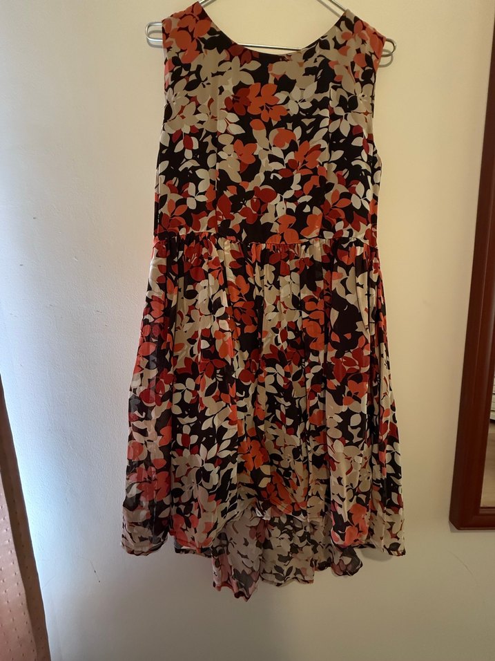 V Yaka Desenli Midi Kadın Elbise - Görsel 2