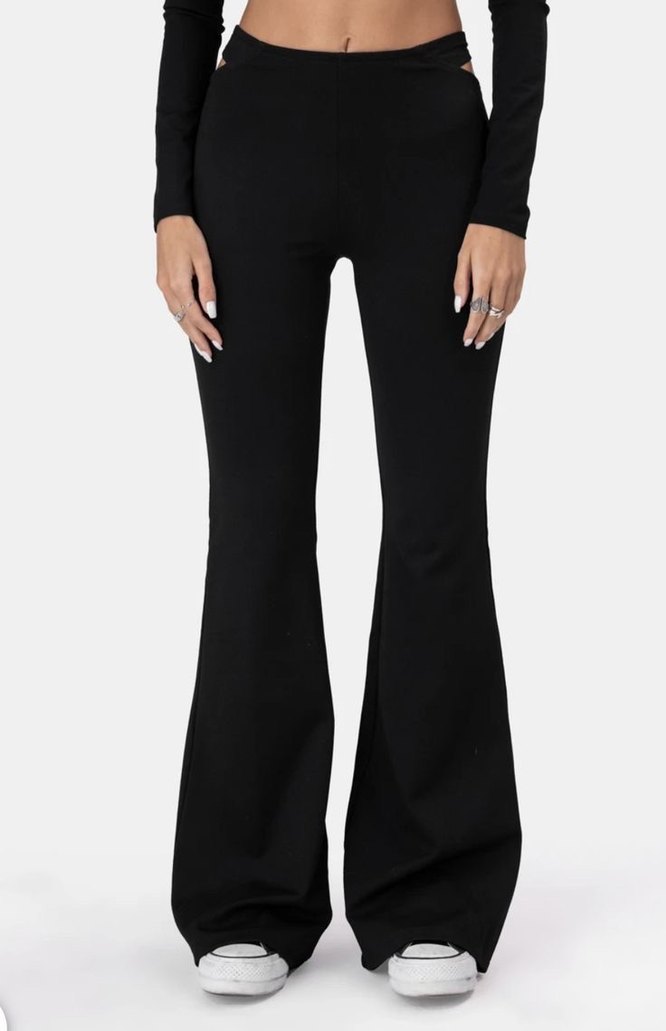 Kadın Siyah İspanyol (Fitilli) Paça Tayt - Görsel 2