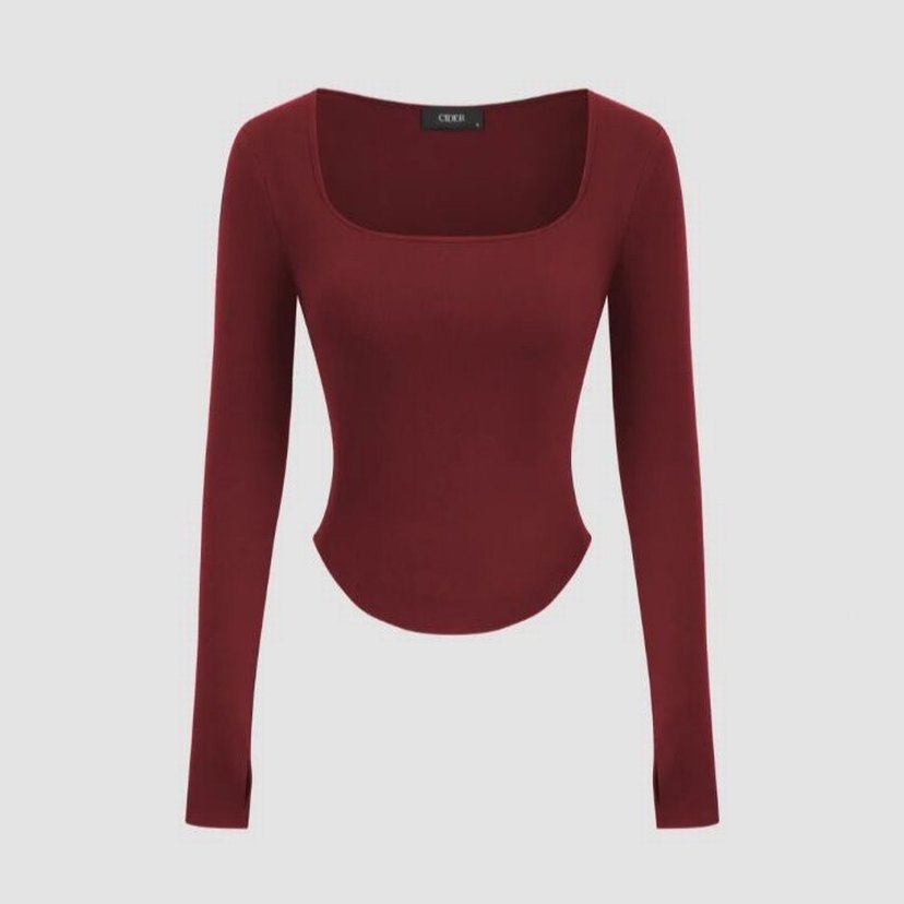 Bordo Kadın Triko Uzun Kollu Bluz - Görsel 3