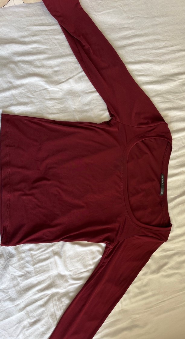 Bordo Kadın Triko Uzun Kollu Bluz - Görsel 2