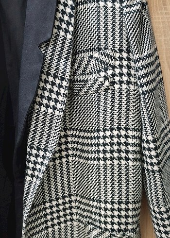 Düğmeli Gri Ekose Kadın Blazer Ceket - Görsel 3