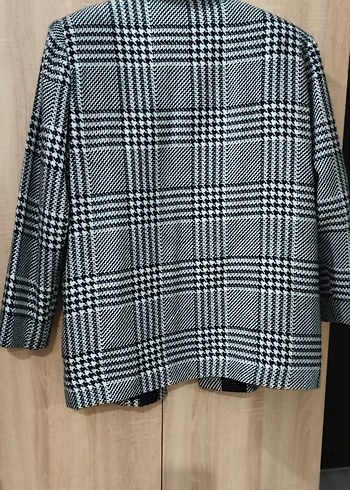 Düğmeli Gri Ekose Kadın Blazer Ceket - Görsel 2