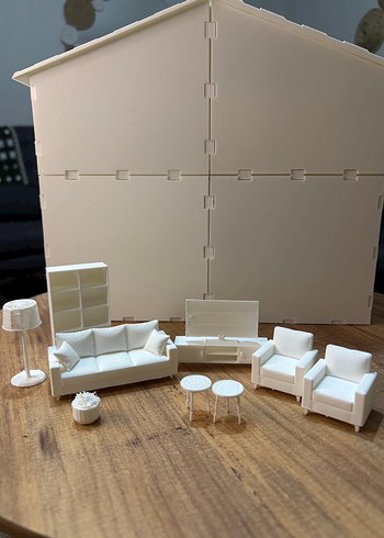 Diğer Minimalist Beyaz Mini Ev Ve Mobilya Seti