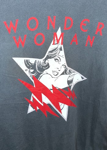 Mavi Gri Wonder Woman Baskılı Kısa Kollu Kadın Tişört