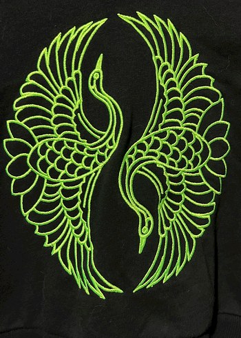 SİYAH ORJİNAL BE FOUR MARKALI NEON NAKIŞLI SWEATSHİRT