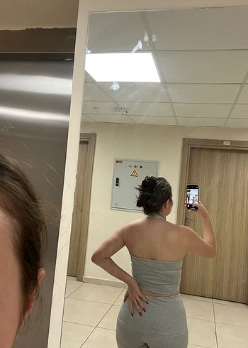 Gri İspanyol Tayt ve CropTop Takım - Görsel 3