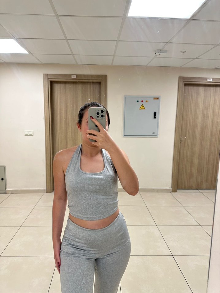 Gri İspanyol Tayt ve CropTop Takım - Görsel 2