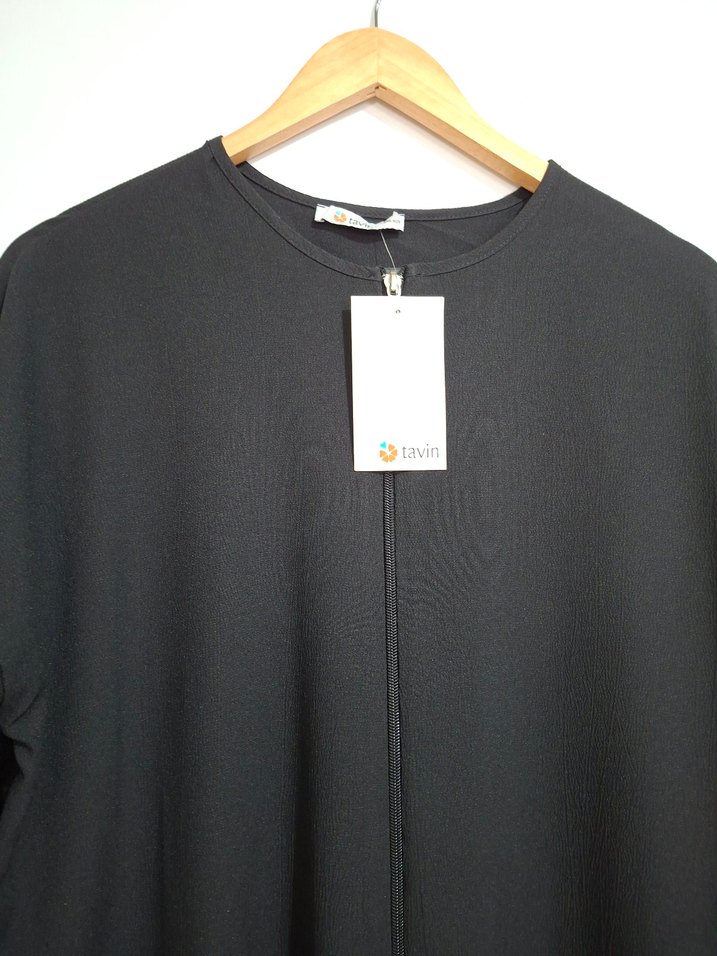 Siyah Kadın Uzun Salaş ferace - Görsel 3