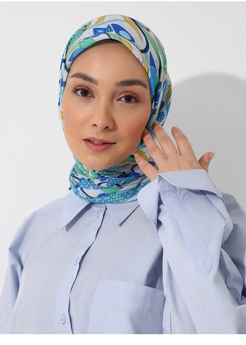 Bohem Tarz Pastel Mavi Kadın eşarp - Görsel 2