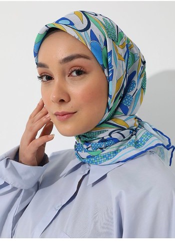 Bohem Tarz Pastel Mavi Kadın eşarp - Görsel 3