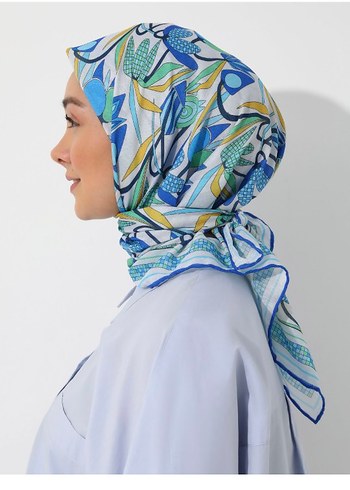 Bohem Tarz Pastel Mavi Kadın eşarp - Görsel 4