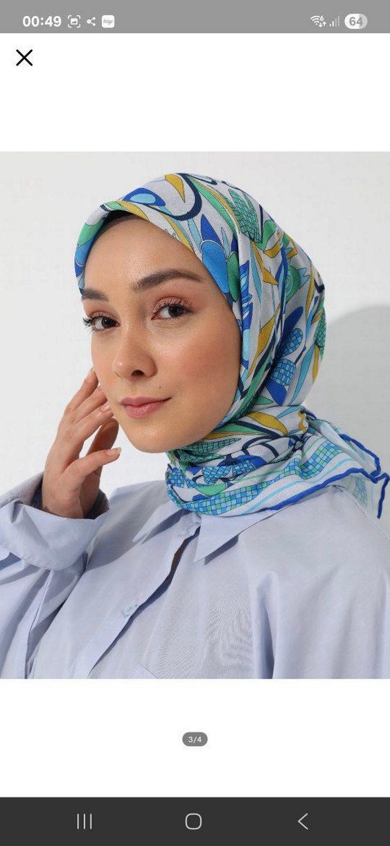 Bohem Tarz Pastel Mavi Kadın eşarp - Görsel 3