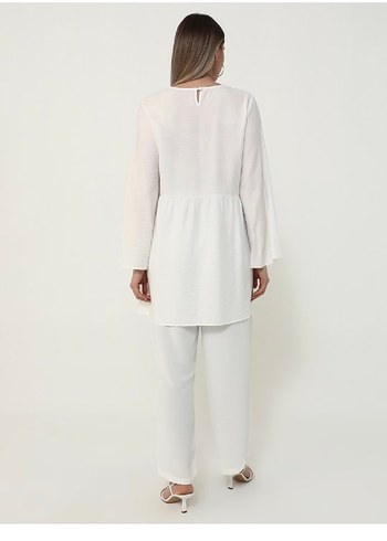 Beyaz  Salaş Midi Tunik - Görsel 4