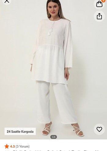 Beyaz  Salaş Midi Tunik - Görsel 7