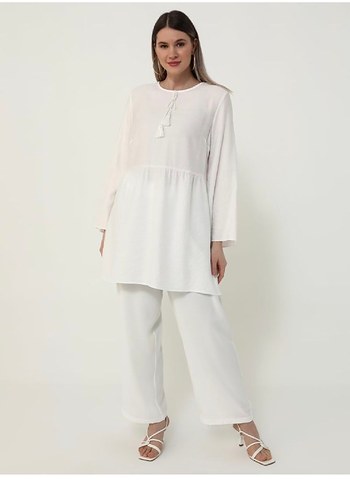 Beyaz  Salaş Midi Tunik - Görsel 6