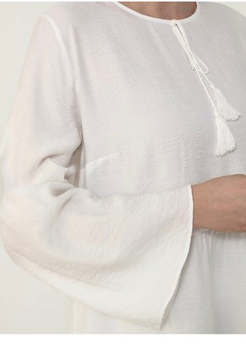 Beyaz  Salaş Midi Tunik - Görsel 5