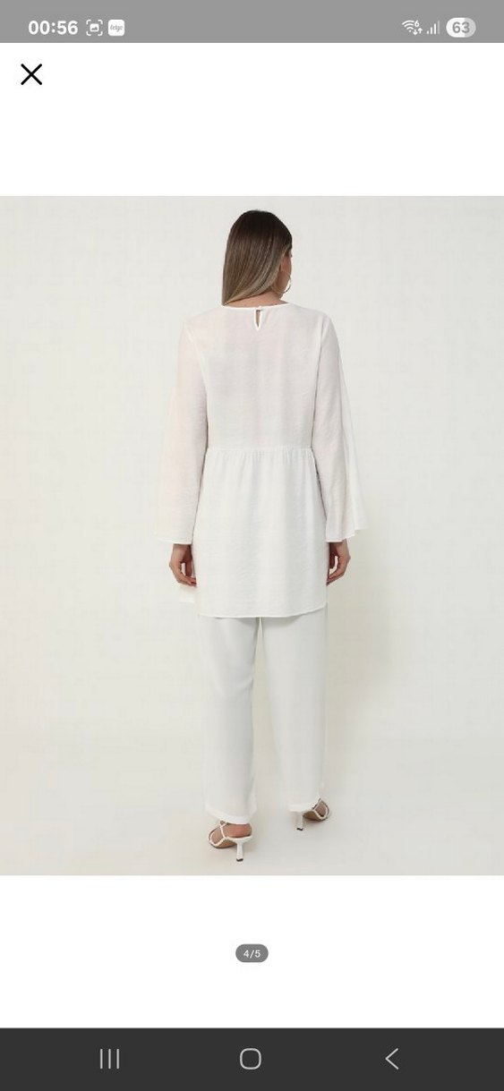 Beyaz  Salaş Midi Tunik - Görsel 4