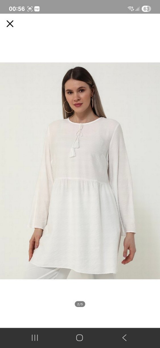 Beyaz  Salaş Midi Tunik - Görsel 2