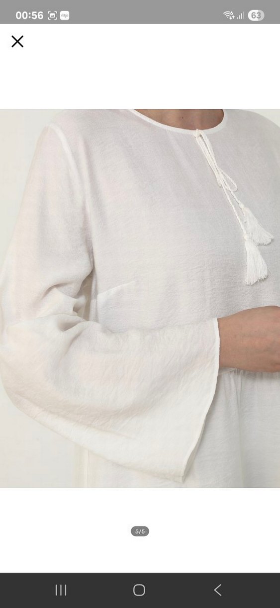 Beyaz  Salaş Midi Tunik - Görsel 5